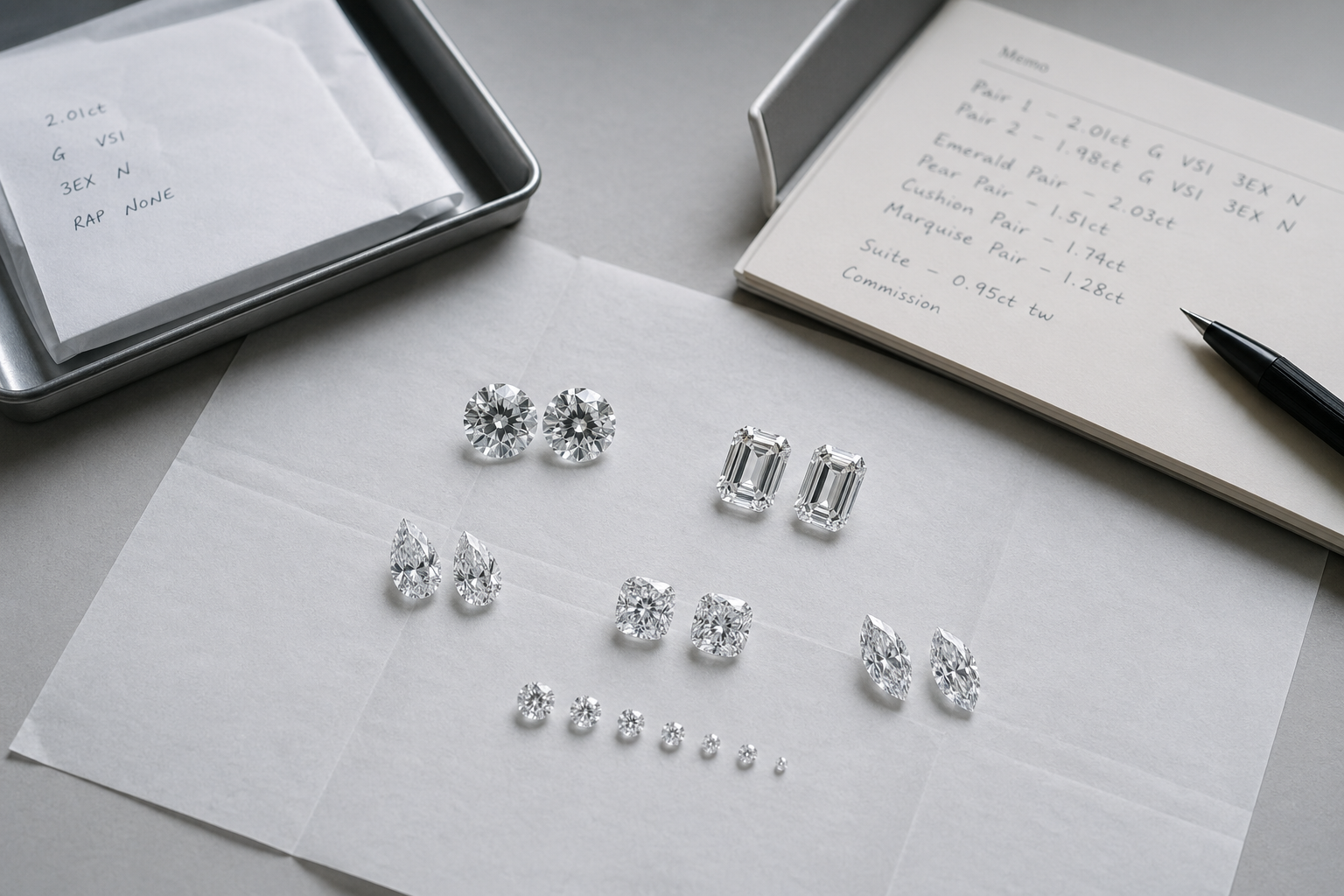 A matched suite of polished diamonds