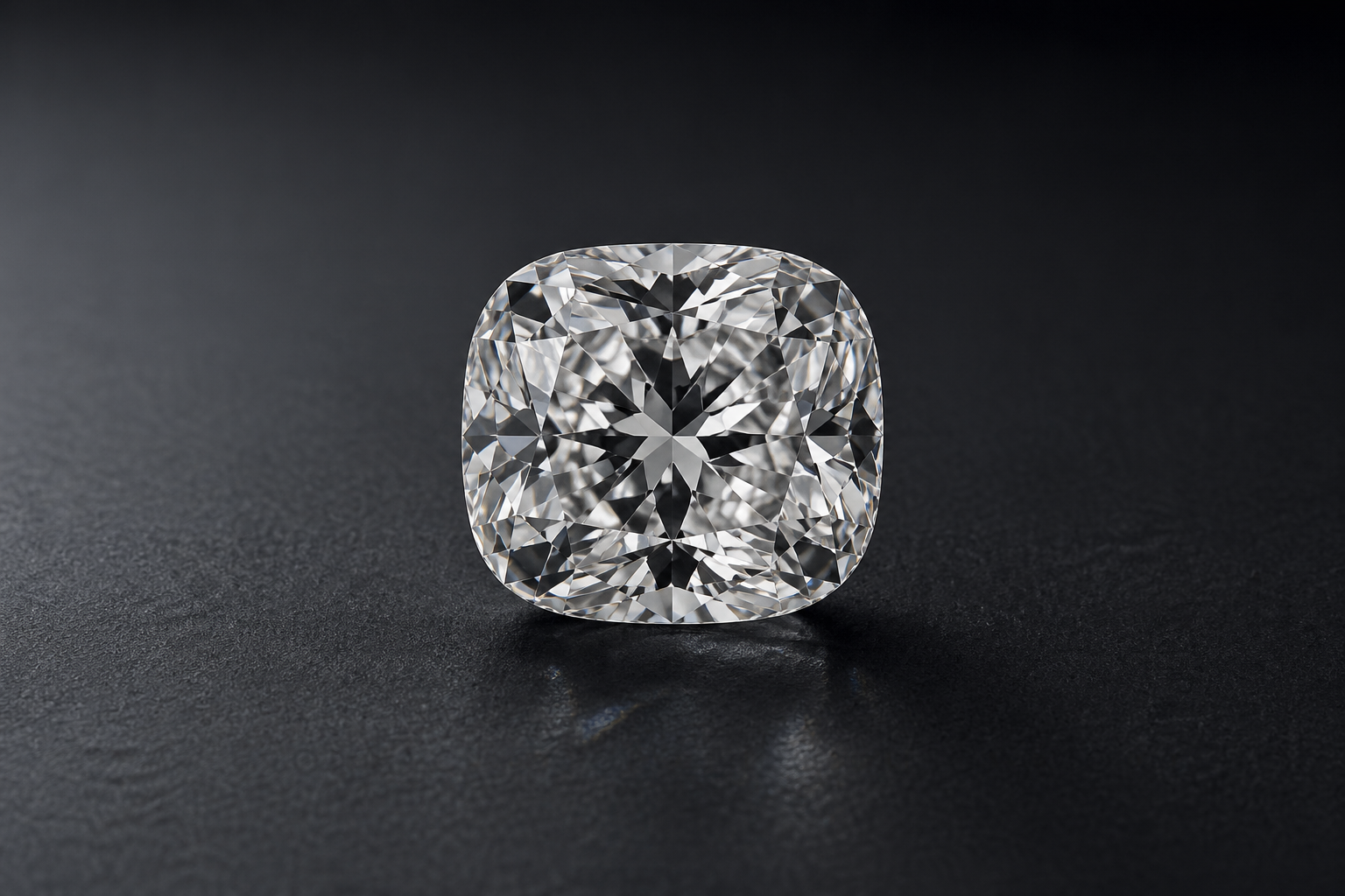 Principal cushion-cut white diamond on velvet